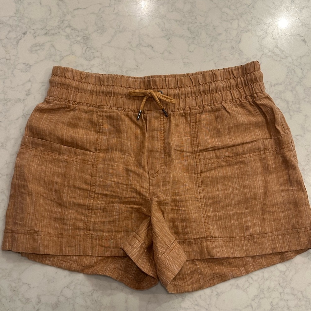 Athleta Rust Orange Drawstring Linen-Blend Women’s Shorts